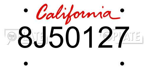 8J50127 California License Plate