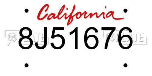 8J51676 California License Plate