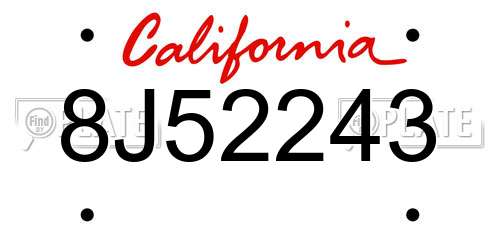 8J52243 California License Plate