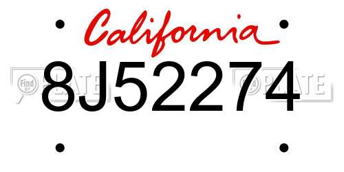8J52274 California License Plate
