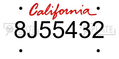 8J55432 California License Plate