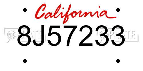 8J57233 California License Plate