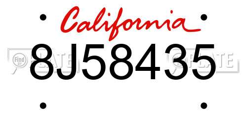 8J58435 California License Plate