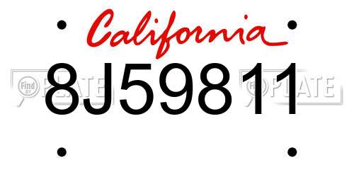 8J59811 California License Plate