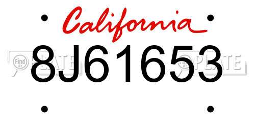 8J61653 California License Plate