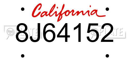 8J64152 California License Plate
