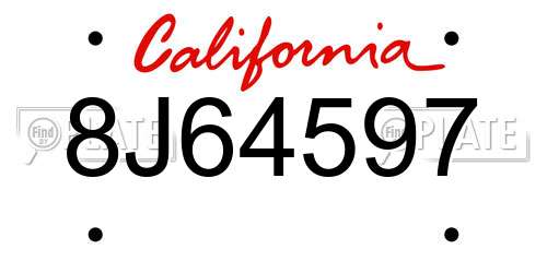 8J64597 California License Plate