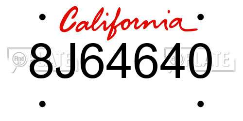 8J64640 California License Plate