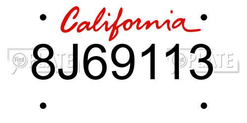 8J69113 California License Plate