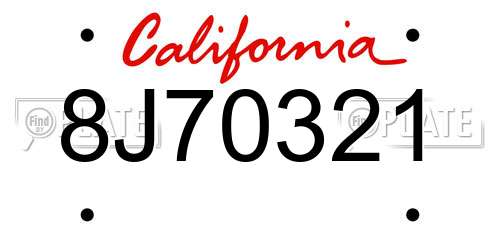8J70321 California License Plate