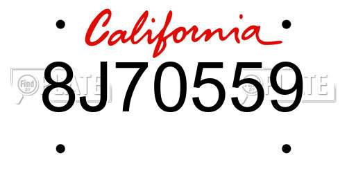 8J70559 California License Plate