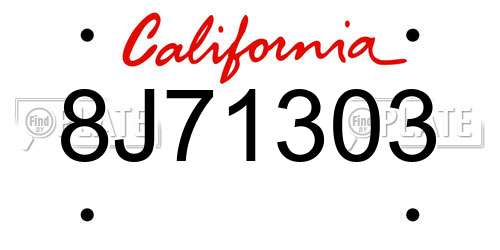 8J71303 California License Plate