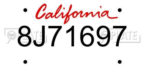8J71697 California License Plate