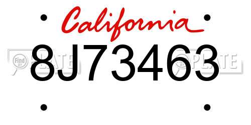 8J73463 California License Plate