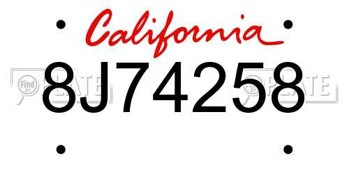 8J74258 California License Plate