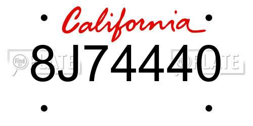 8J74440 California License Plate