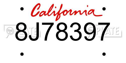 8J78397 California License Plate