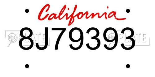 8J79393 California License Plate