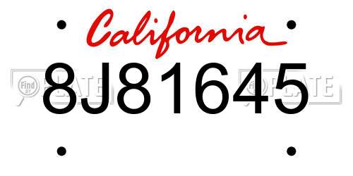 8J81645 California License Plate