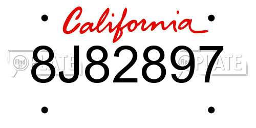 8J82897 California License Plate