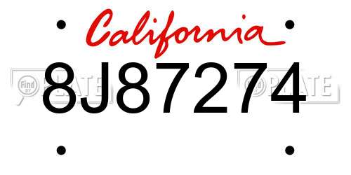 8J87274 California License Plate