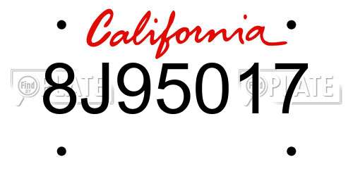 8J95017 California License Plate