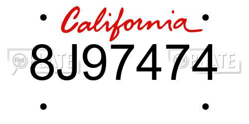 8J97474 California License Plate