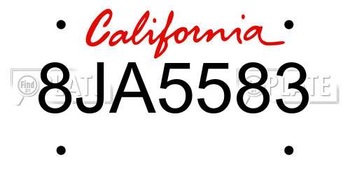 8JA5583 California License Plate