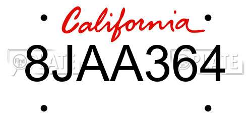 8JAA364 California License Plate