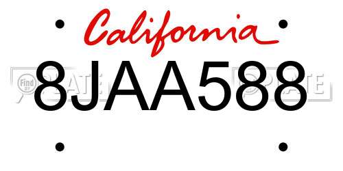 8JAA588 California License Plate