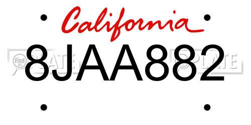 8JAA882 California License Plate