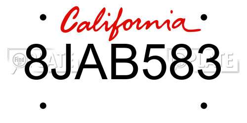8JAB583 California License Plate