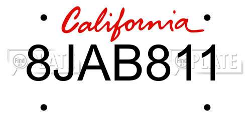 8JAB811 California License Plate