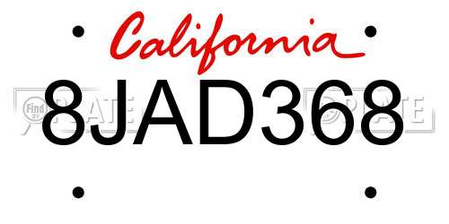 8JAD368 California License Plate