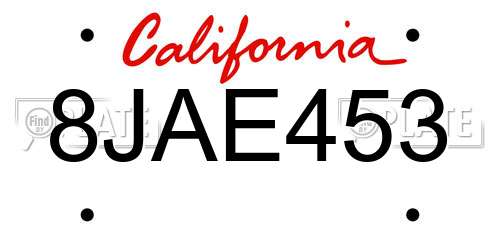 8JAE453 California License Plate