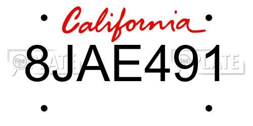 8JAE491 California License Plate