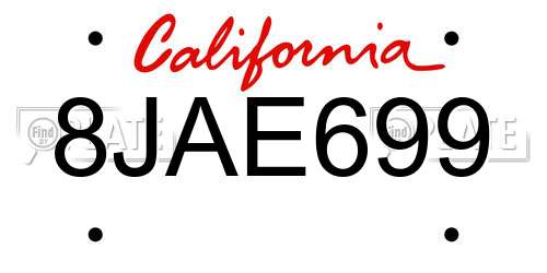 8JAE699 California License Plate