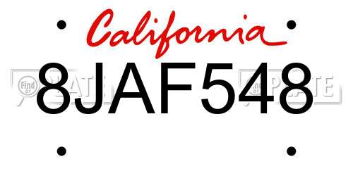 8JAF548 California License Plate