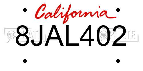 8JAL402 California License Plate