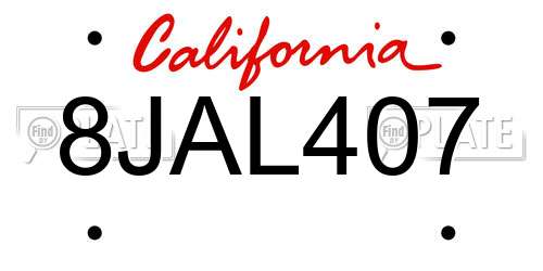 8JAL407 California License Plate