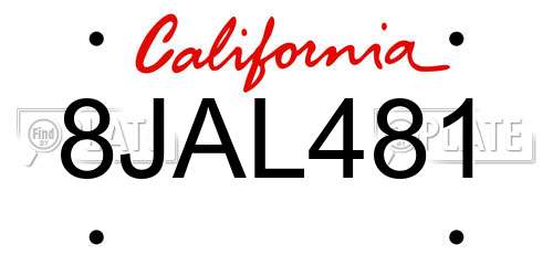 8JAL481 California License Plate