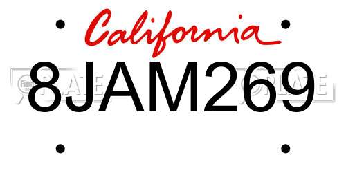 8JAM269 California License Plate