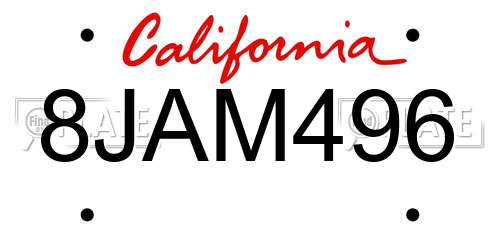 8JAM496 California License Plate