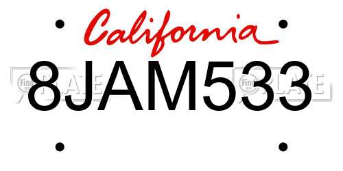 8JAM533 California License Plate