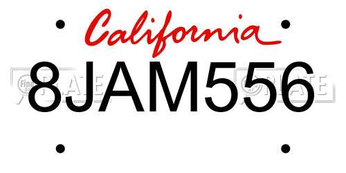 8JAM556 California License Plate