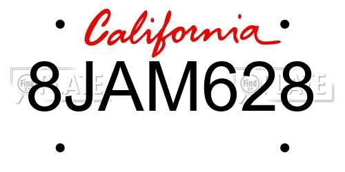 8JAM628 California License Plate