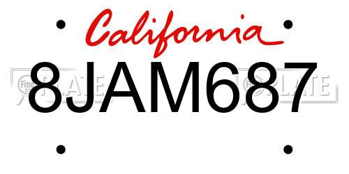 8JAM687 California License Plate