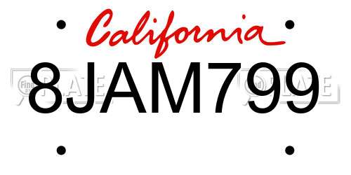 8JAM799 California License Plate