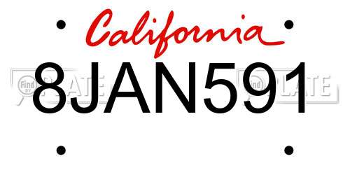 8JAN591 California License Plate