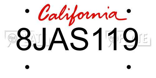 8JAS119 California License Plate